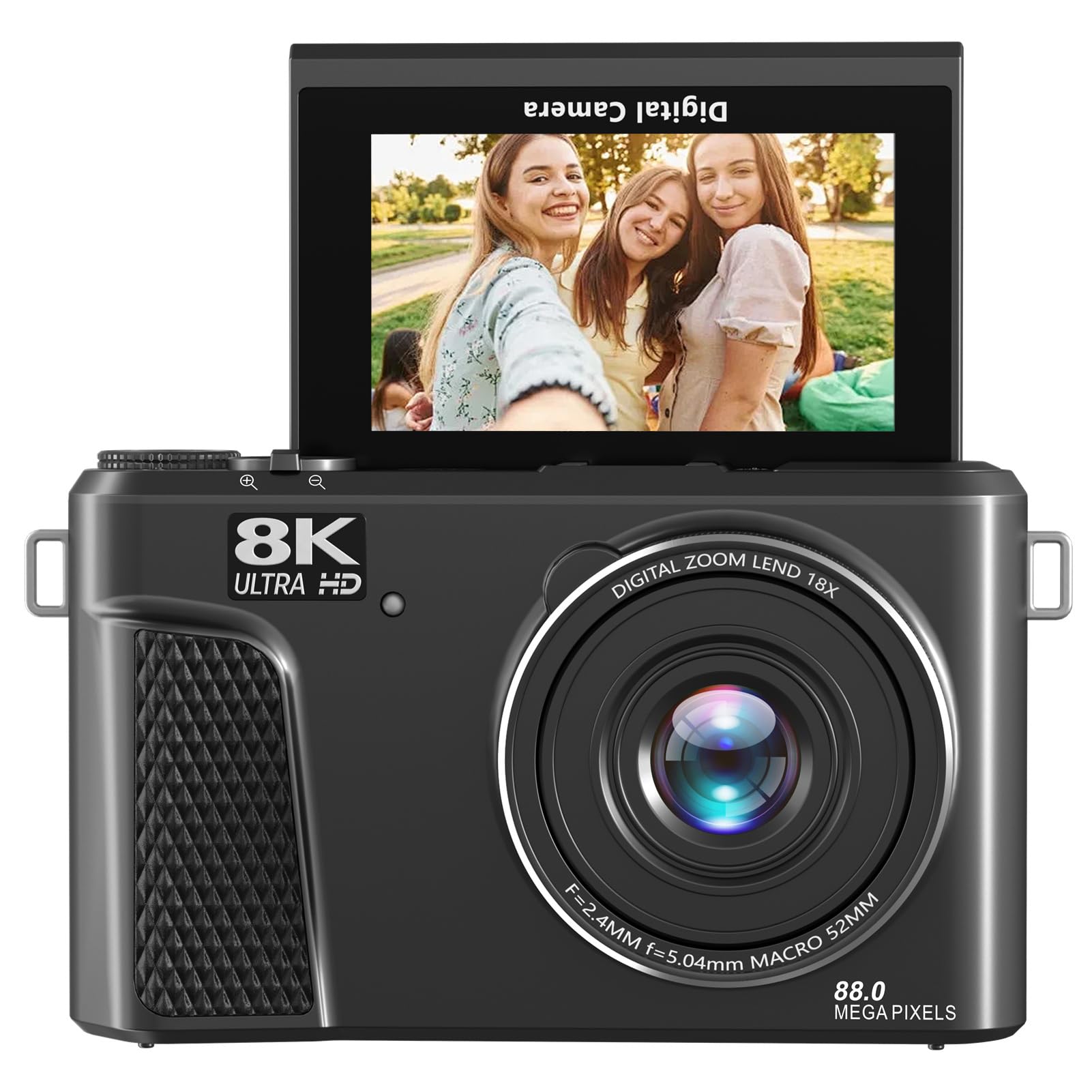 Digital Camera for Photography, 88MP 8K 18X Zoom Video CCD Camera, WiFi Connection, 3 Inch 180 Flip Screen, 32GB TF Card & 2 Batteries (Black)-image-33