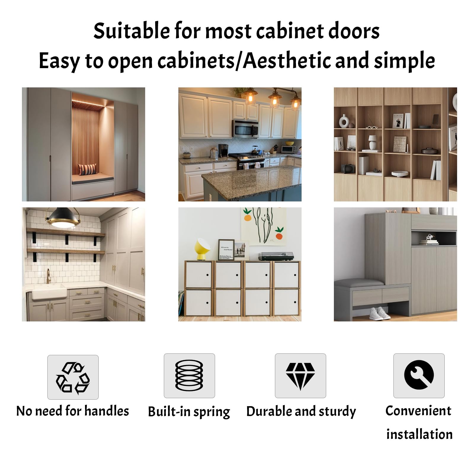 12 Pcs Touch Release Catch for Cupboard Push to Open Cupboard Latches, ABS Push Latch for Cupboard and Drawer for Furniture cabinets - Image 4
