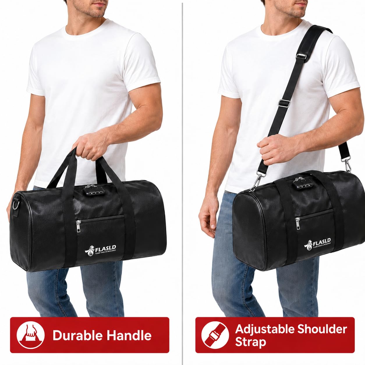 FLASLD Große feuerfeste Dokumententasche, 45,7 x 25,4 x 21,6 cm, tragbare, wasserdichte Box für Reisen, Camping, Organizer mit mehreren Fächern für Bargeld, Wertsachen, abschließbarer Safe mit