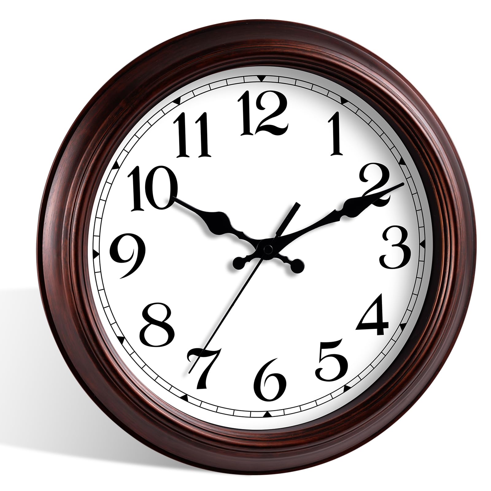 HYLANDA Wall Clock, 14 Inch Wall Clocks Battery Operated, Kitchen Bronze Clocks Silent Non Ticking, Brown Living Room Clock Decorative for Office, Bedroom, Home, Dining Room, School(14")