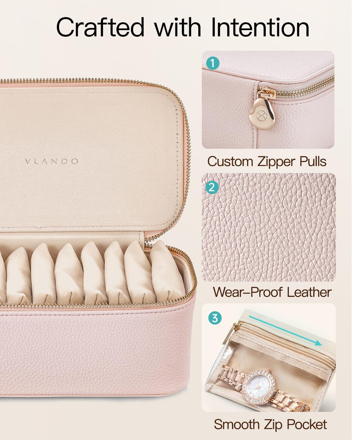 Vlando Regalos para profesores para mujeres, joyero con 12 bolsas de joyería de terciopelo, estuche de joyería de viaje para niñas, organizador de joyas para viajeros, ideas de regalo de cumpleaños