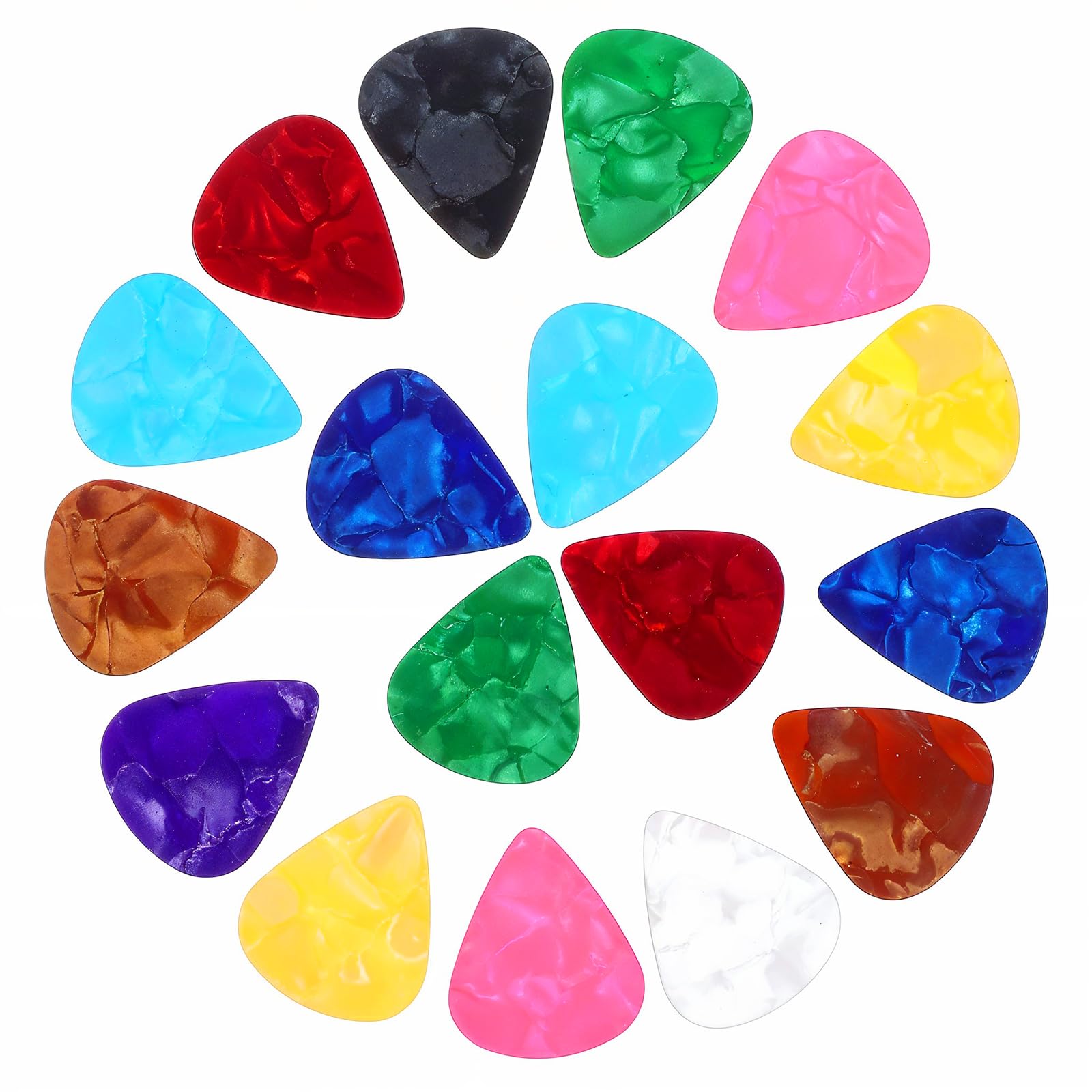 Tyqour 50Pcs Colorful Non-slip Guitar Picks, 0.46mm Thin Guitar Picks Plectrums for Gift Acoustic Electric Guitar Bass Ukulele