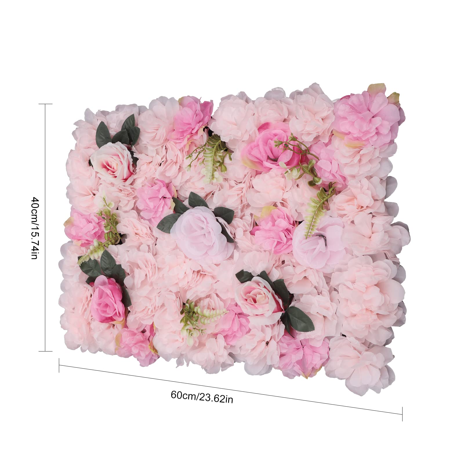 12 sfondi da parete artificiale, 60 x 40 cm, rosa chiaro, dalie + rose + piante acquatiche, decorazione da parete di rosa, per matrimoni, feste di nozze, feste di compleanno, laurea, feste di