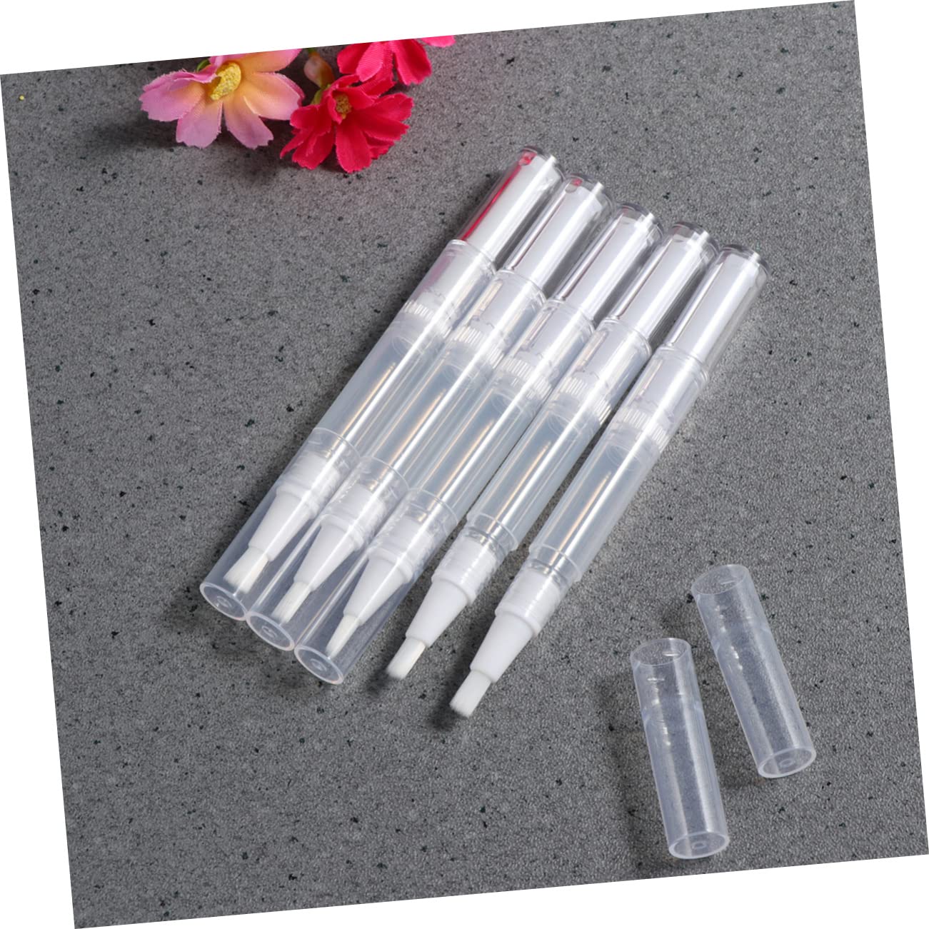 Minkissy 5 Stück Leere Drehstifte Mit Pinselspitze – Transparent, Für Nagelöl, Lipgloss, Wimpernserum