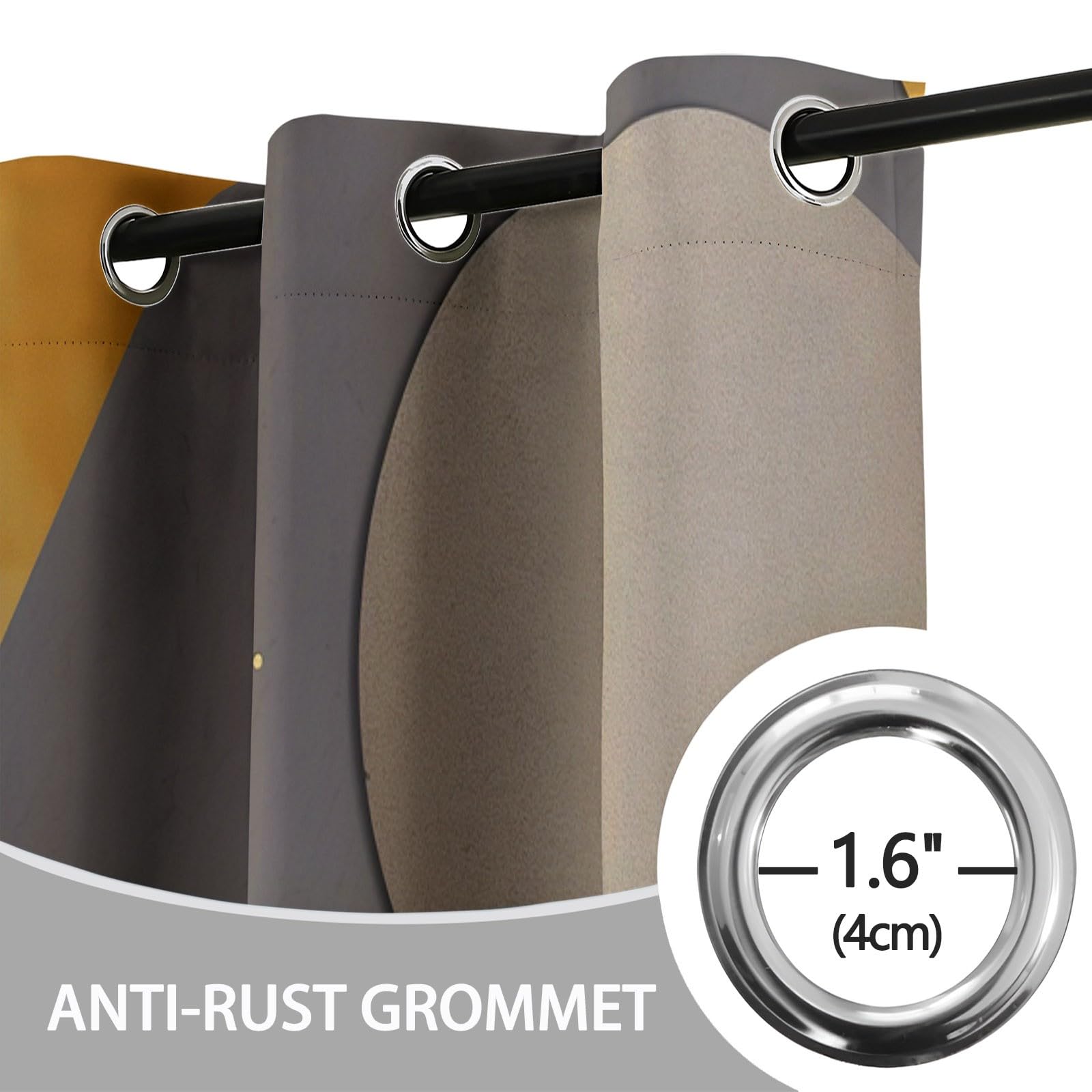 Rideaux Isolants 110L X 215H cm (2 Panneaux), Design Art Géométrique Abstrait, Tenture Opaque Anti-Chaleur pour Chambre Principale, Gris Or