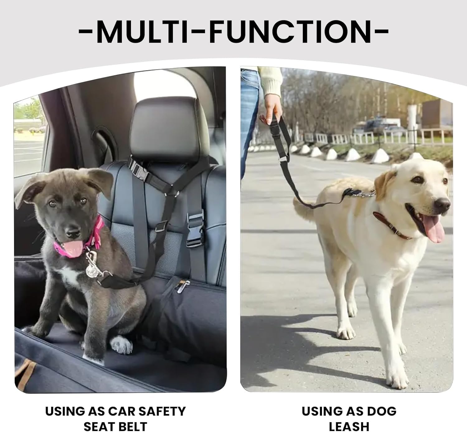 PetLux Dog Seat Belts for Cars, Dogs Cars Harness Belt Pets Headrest Adjustable Elastic Nylon Bungee Buffer Restraint Elastic Belt (Pack of 2). (Pink) 4