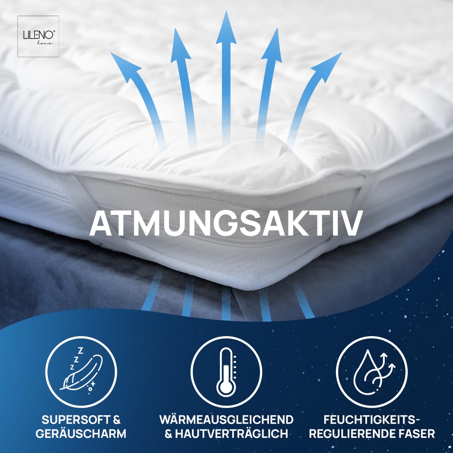 LILENO HOME Matratzenschoner 180x200 cm - Matratzenauflage 180x200 atmungsaktiv u. waschbar- extra weicher Matratzenschoner als Matratzen-Cover u. Schoner für Topper, Boxspringbett u. als Unterbett