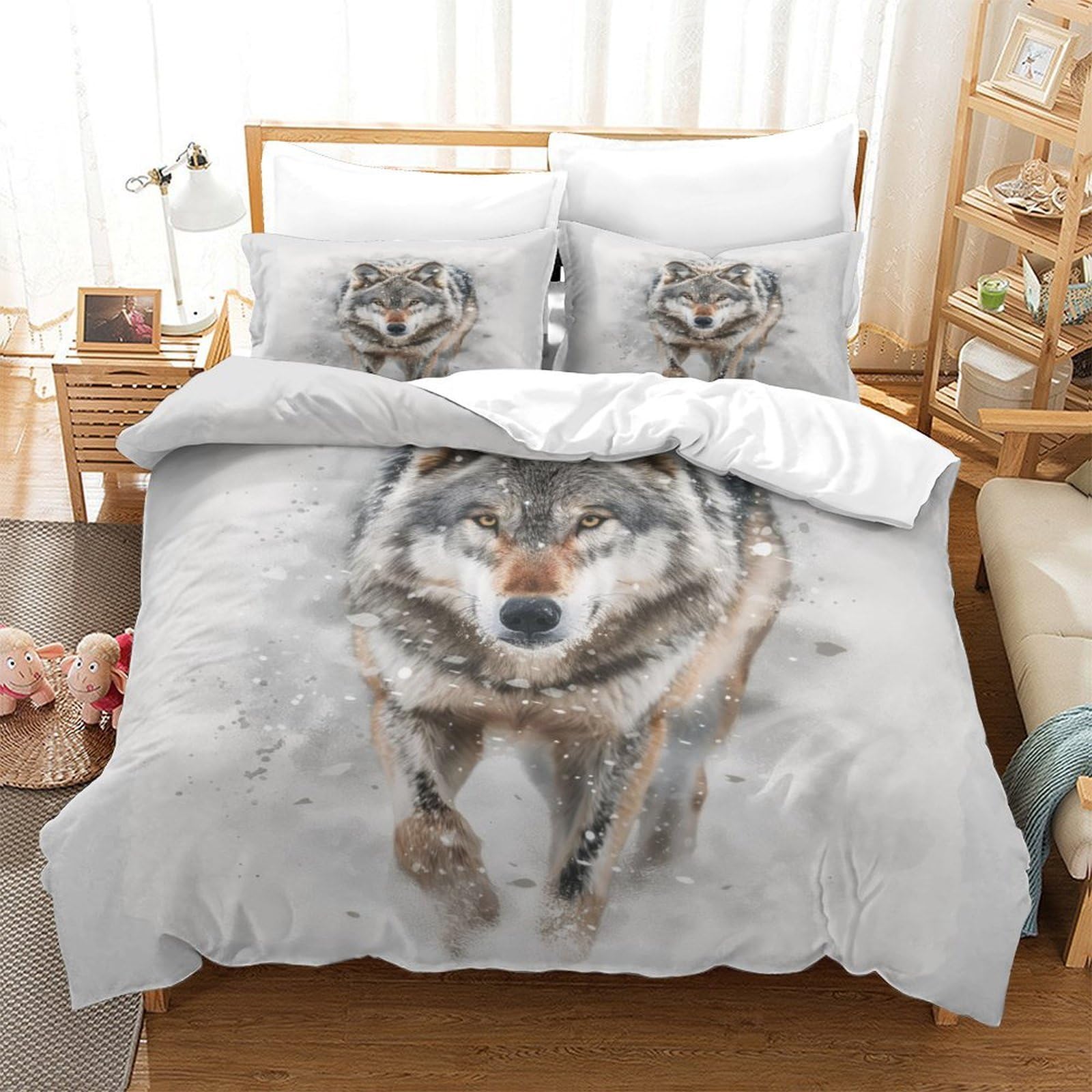 Parure de lit loup sauvage 3D pour transformer la chambre des jeunes passionnés de nature