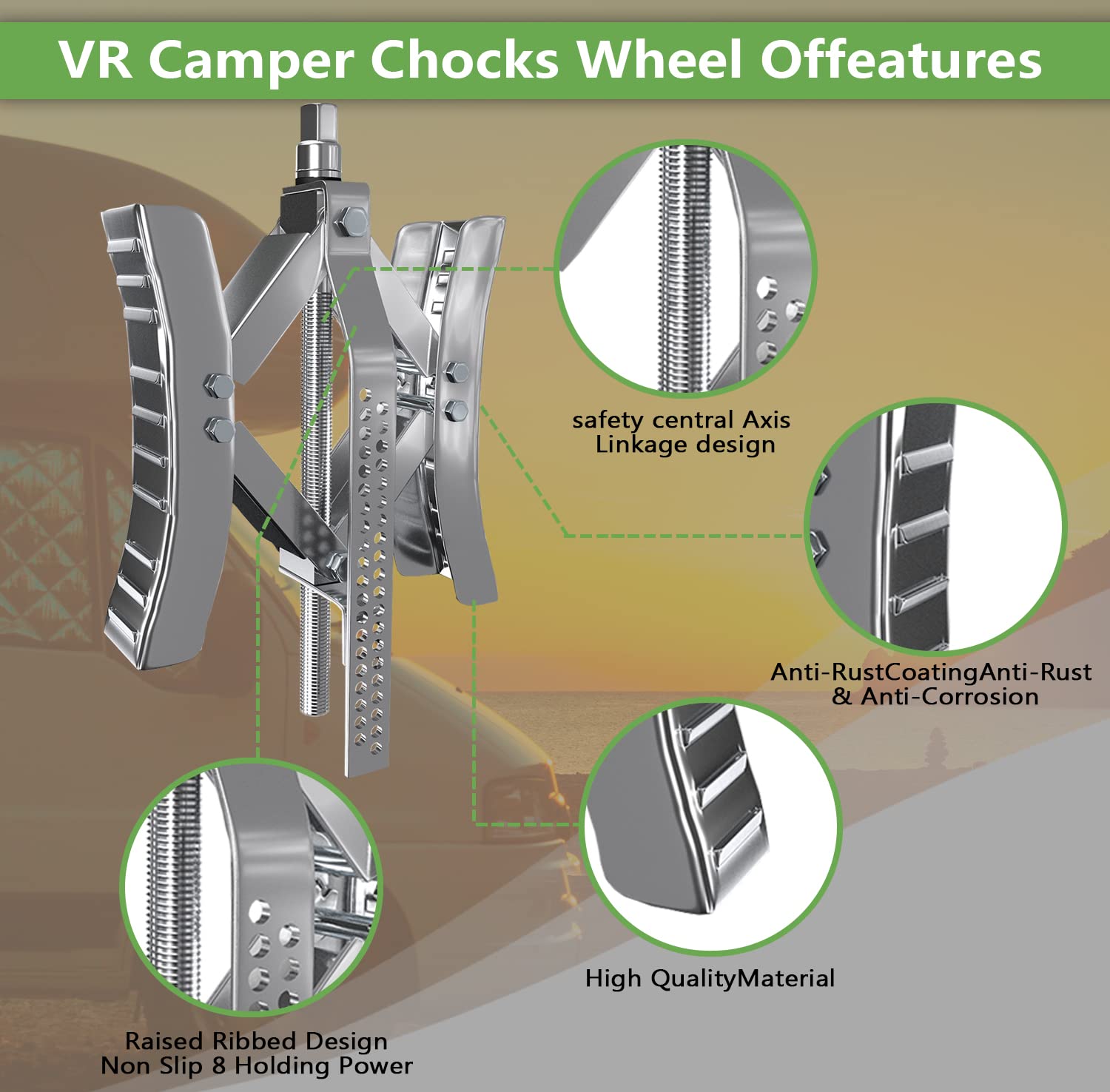 RVPNR217S RV Wheel Chock Stabilizer,Camper X Chocks