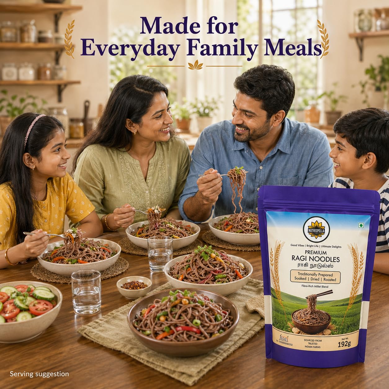 Nutrispella Ragi Millet Noodles | Millet Based Traditionally Prepared Pasta | No Added Preservatives | Finger Millet Noodles for Stir Fry And Soup Dishes | 192 g 2