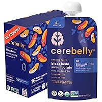 Vista 13 de Cerebelly Bolsas de comida orgánica para bebés, purés de frijoles blancos de calabaza y mantequilla, 16 nutrientes, sin azúcar añadido, fibra y sin