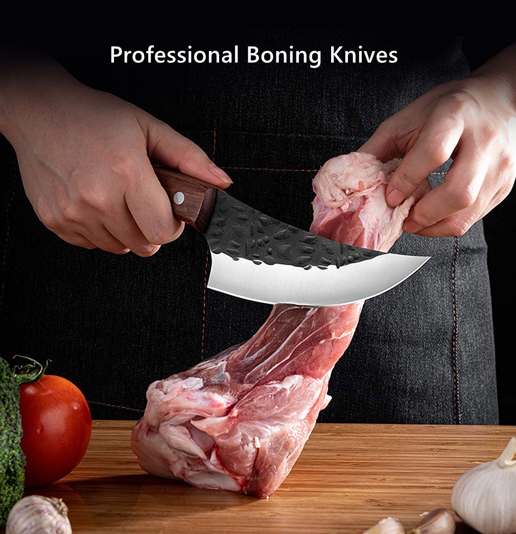 Huusk Viking Knife, Japanese Meat Cleaver Knives Boning Knife