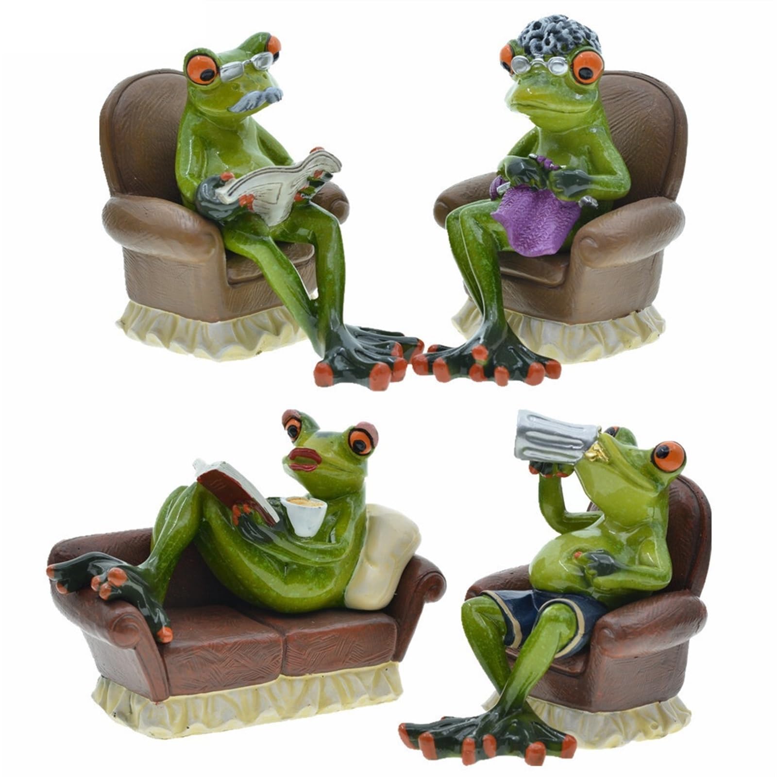 2 sztuk/zestaw ogród ciesz się życiem para żywiczna figurka żaby Nordic dekoracja pokoju domowego figurka zwierzątko miniaturowa dekoracja stołu (Color : GrandParents)
