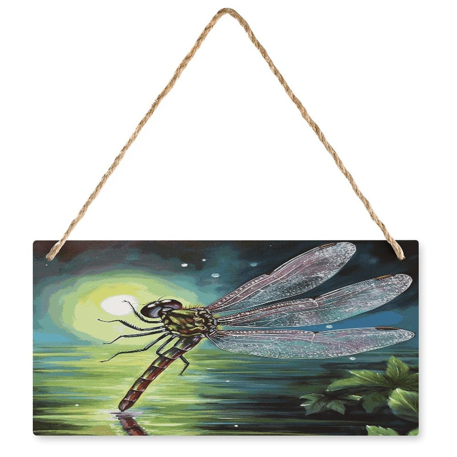 Fodpand Style Dragonfly Painting Wall Art Wooden Hanging Sign Decor, Artwork For Wall Decoration, Funny Plaque For Bedroom Kitchen Living Room Home Decoration 9.8 X 4.9 Inch