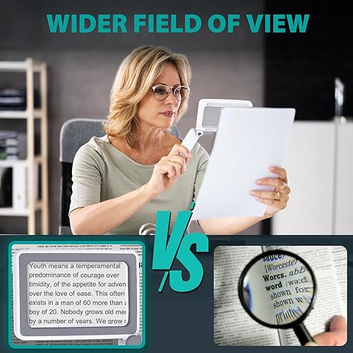 Miniatura 6 de Lupa con regalos de lectura de luz, lupa de página LED recargable, 5 veces para el día de la madre, regalos de cumpleaños para mamá, papá, abuela,