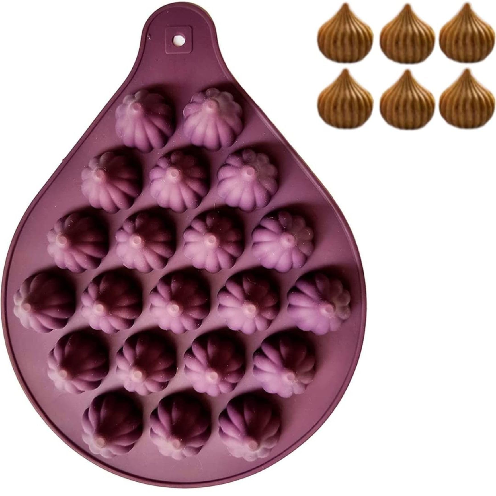 Bake House Modak Shape 21 Cavity Chocolate Mould, Silicone Molds for Candy, modak Filling, Silicon Brown Fondant Cupcakes Decoration Cake Border Decorating for Ganesh Chaturti Festival Theme-image-36
