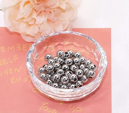 Vista 3 de Shapenty Cuentas espaciadoras redondas de acero inoxidable, sin costuras, lisas, sueltas, para manualidades, pulseras, collares, aretes, colgantes