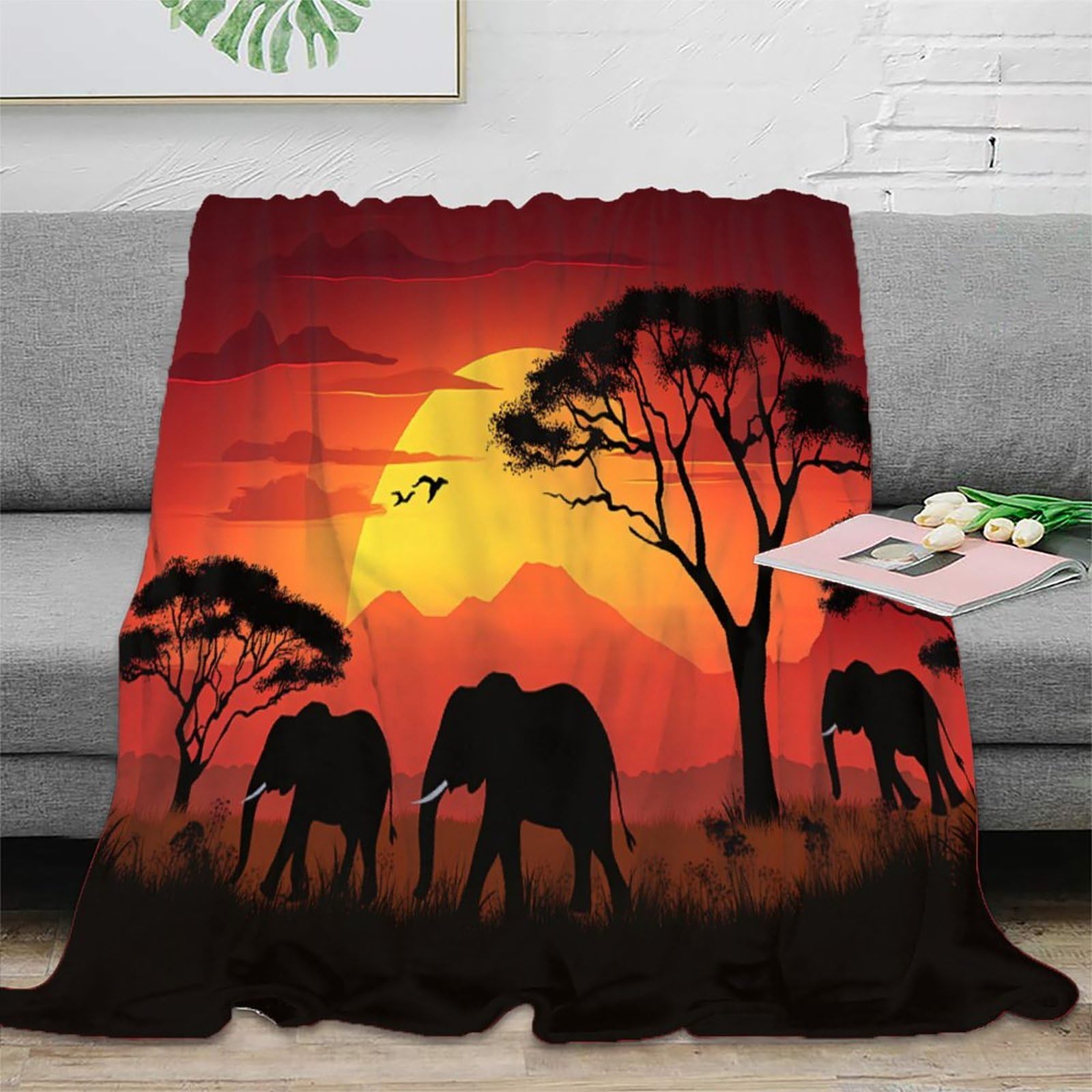 Plaid de voyage anti-décoloration literie microfibre safari jeté de lit 3D
