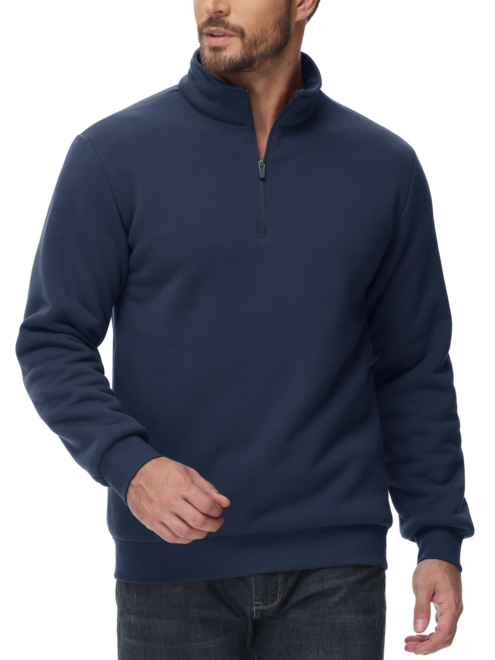 MAGCOMSEN Sweat Homme sans Capuche Col Montant 1/4 zippé Polaire Chaud