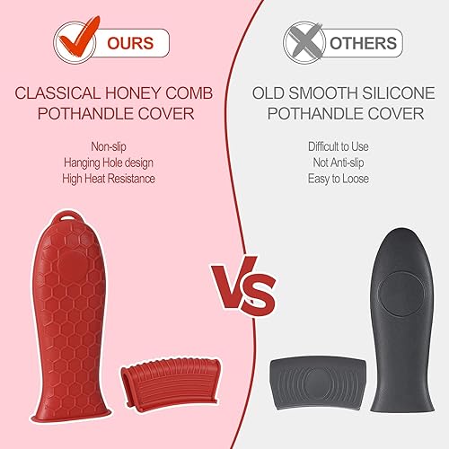 Miniatura 2 de Joyhalo Cubierta de mango de hierro fundido, paquete de 6 cubiertas de mango de sartén de hierro fundido, cubiertas de mango de olla resistentes al