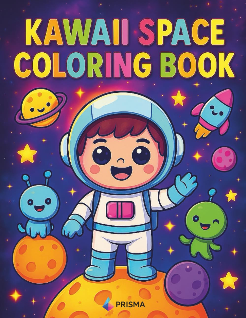 Kawaii Space Coloring Book: Adorable Astronauts, Aliens, Rockets & Smiling Planets – A Super Cute Coloring Adventure for Kids