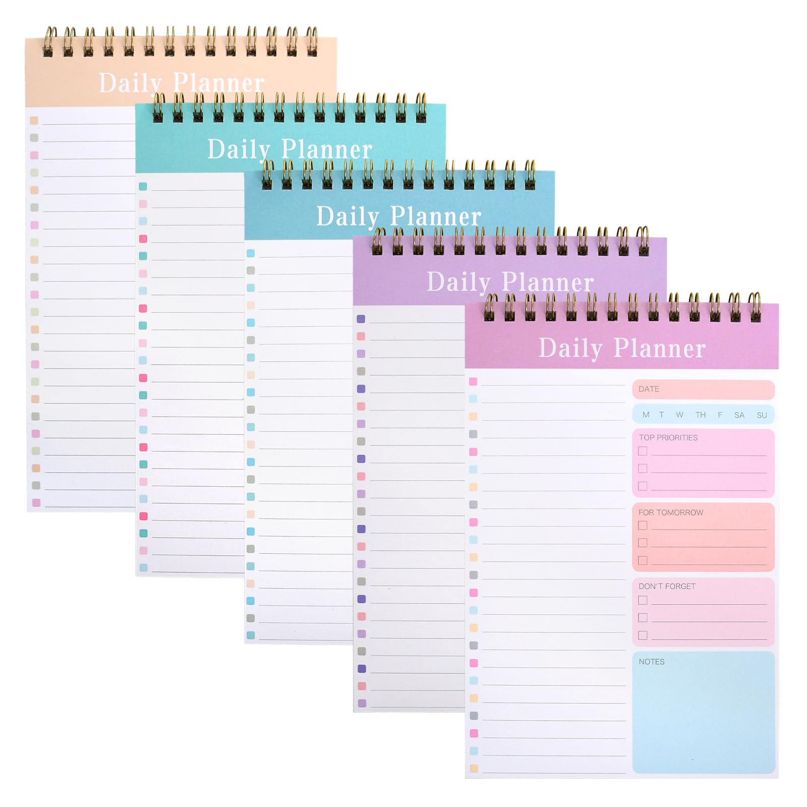 A5 To Do List 5 Paquets Planificateur Journalier Non Daté 150 Feuilles Daily Planner Carnet à Spirale