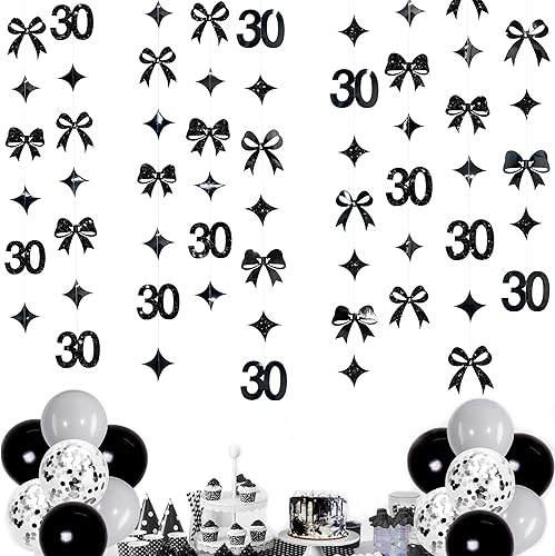 Miniatura 25 de Decoraciones doradas de 30 cumpleaños número 30, guirnalda de estrellas centelleantes metálicas, para colgar en banderines, telón de fondo para Oro