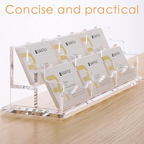 Miniatura 9 de SANRUI Soporte acrílico para tarjetas de visita para escritorio, organizador transparente para tarjetas de visita de escritorio, para exposición,
