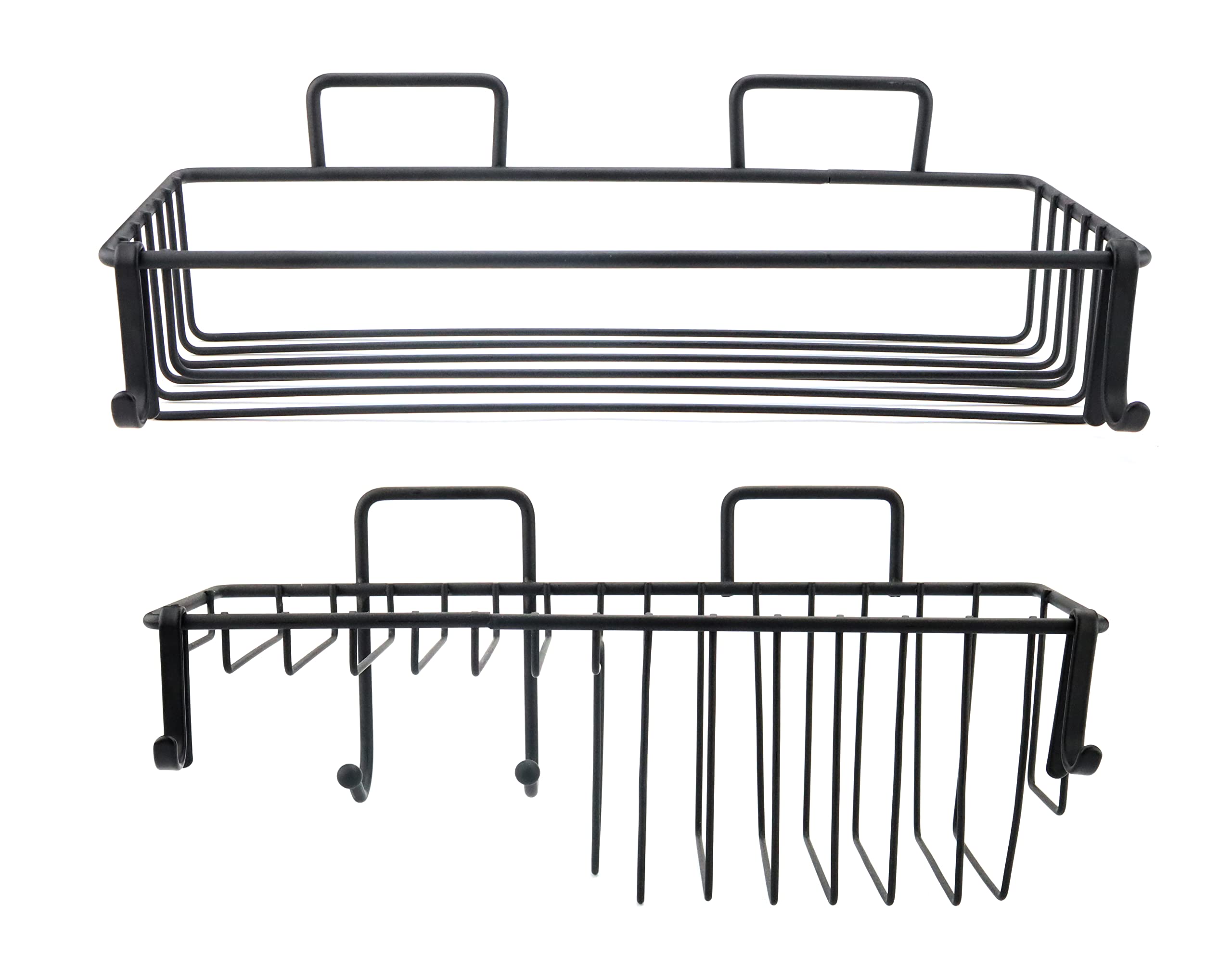 Shower Caddy Basket Shelf Bath Accessories Shampoo Holder Organizer No Drilling Wall Mounted Adhesive Bathroom Storage Black Stainless