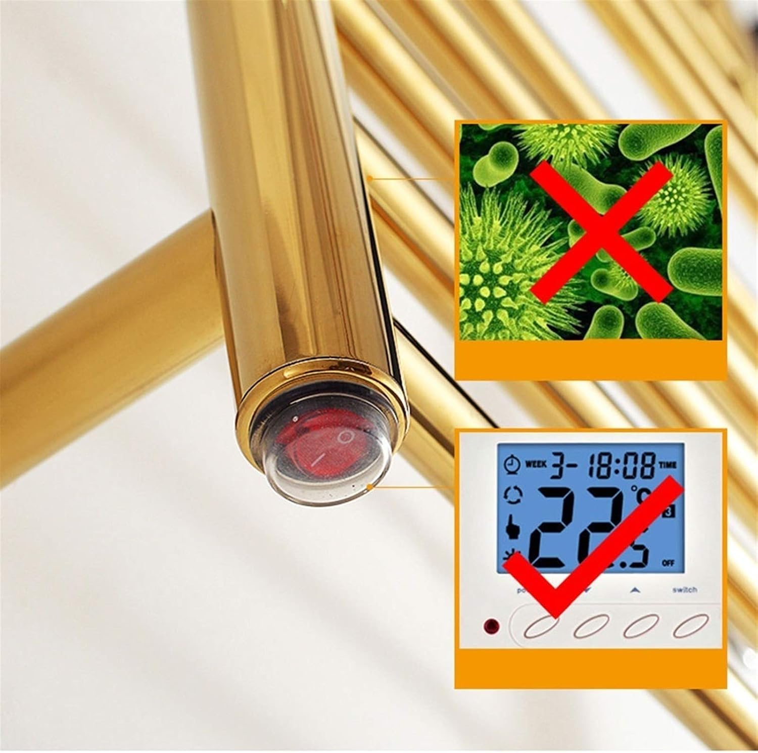 LUNEZY Bathroom Towel Drying Rack Electric Stainless Steel Towel Heater Rail Quick Towel Dryer Mount Electric Plug-in Built-in Thermostat