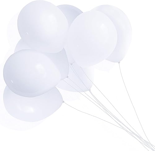 100 globos blancos de 12 pulgadas, globos de látex de calidad para suministros de fiesta y decoraciones (blanco)