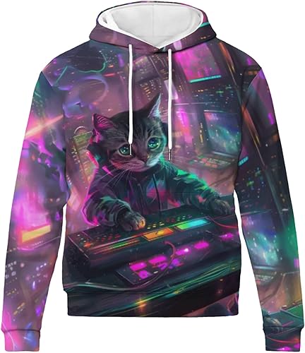 Sudaderas unisex con diseño de caras de dibujos animados vibrantes, sudadera con capucha 3D para hombres y mujeres