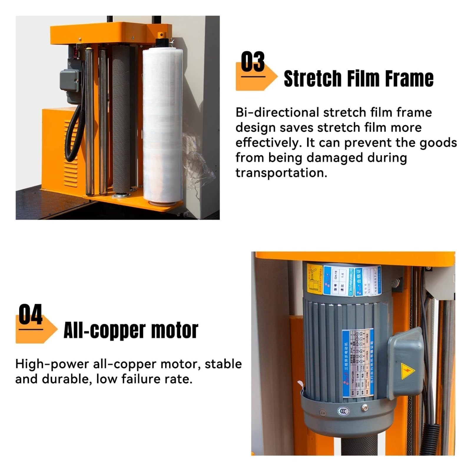 Avvolgitrice automatica per pallet Industriale Heavy Duty Stretch Wrap con 65 "Giradischi, capacità 4000 libbre Attrezzatura per imballaggio logistico per uso magazzino