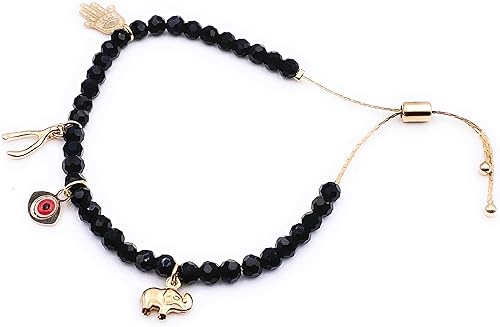 Miniatura 3 de Pulsera con dije de elefante Hamsa de ojo malvado de buena suerte para mujer