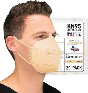 BNX KN95 Face Masks Made in USA (Adult Large, Adult Medium, Kids Small) (Earloop) (Model: E95/E95M/E95S)