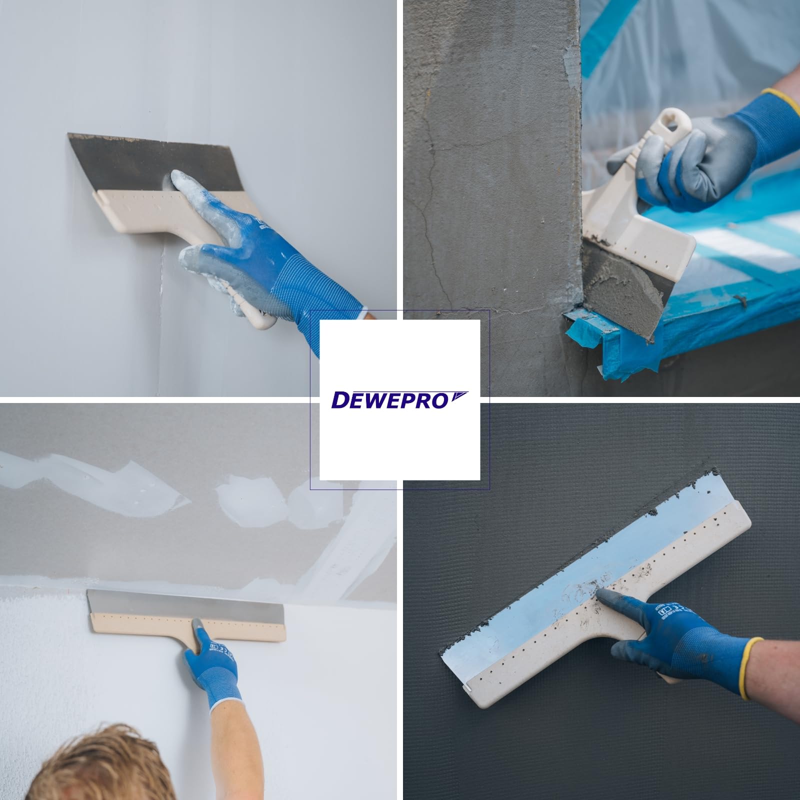 DEWEPRO® Flächenspachtel 3er Set 200x57mm, 300x57mm, 450x57mm - wasserabweisender Griff