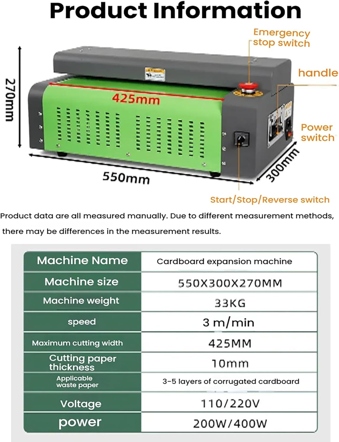 Cardboard Shredder for Packaging, 425mm Width Slitting Cutter, Waste Chest Cutting Machine, Corrugated Paper Cushion for Shipping