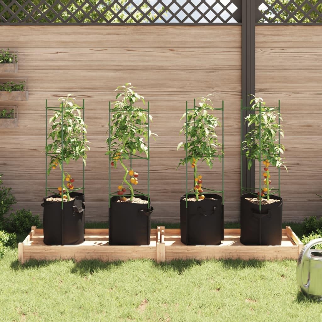 Homgoday Mobilier Soutenance Tomates avec Sacs Plantes 4pcs 116 cm Acier et PP, Décoration de Meubles, Mobilier d'Intérieur/Extérieur pour Salon Bureau