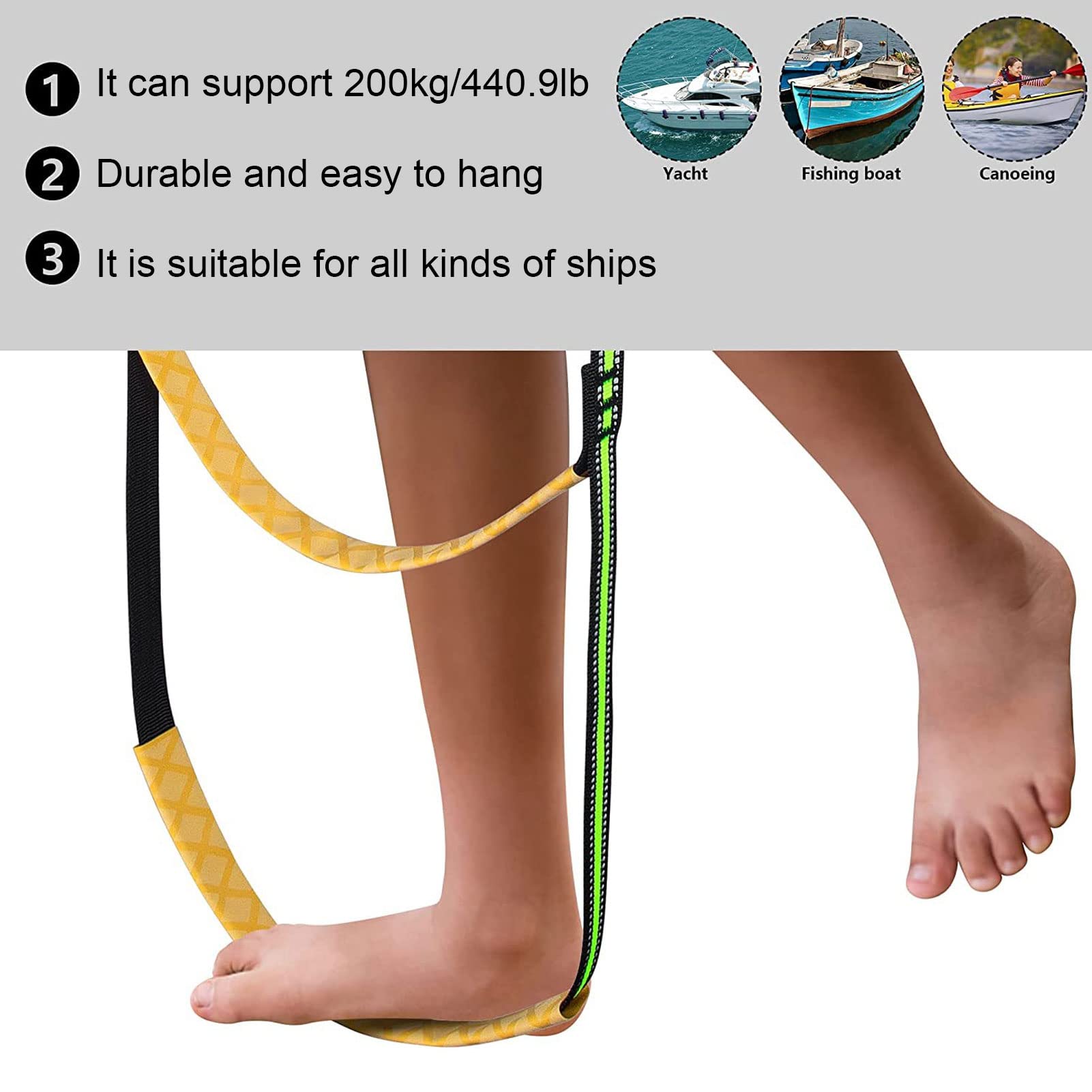 Scala di Corda Marina, Scaletta di Corda per Barca Gonfiabile Professionale Portante Resistente Portatile a 3 Gradini per Piscina Domestica