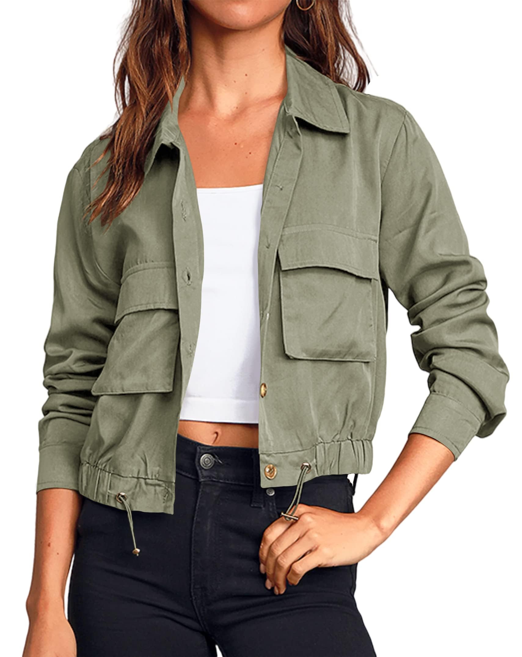Cicy Bell Übergangsjacke Damen Crop Jacke frühling Leichte Sommerjacke Kurzer Mantel Parka Jacket Herbstjacke