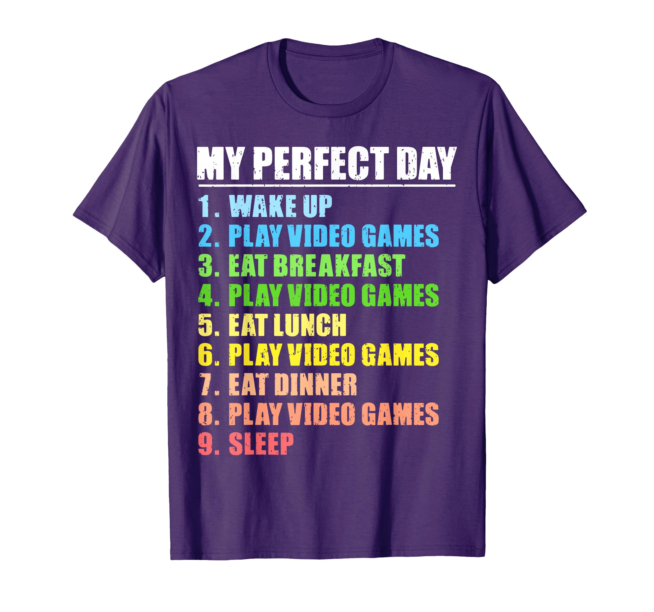 My Perfect Day Play Video Games Gamer Mens Boys Funny Gaming T-Shirt