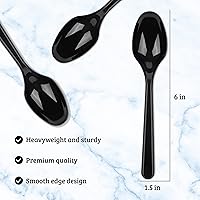 Vista 4 de PlasticPro Juego de 50 cucharas de plástico pesadas, cucharas desechables negras, juego de cubiertos de plástico