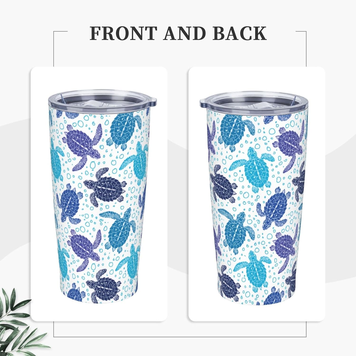 Sea Turtle Tumbler 20oz Turtles Stainless Steel Insulated Tumblers with Lid and Straw Animal Travel Coffee Mug Tea Wine Cups Water Bottle Ocean Gifts for Women Turtle Lover - Image 2
