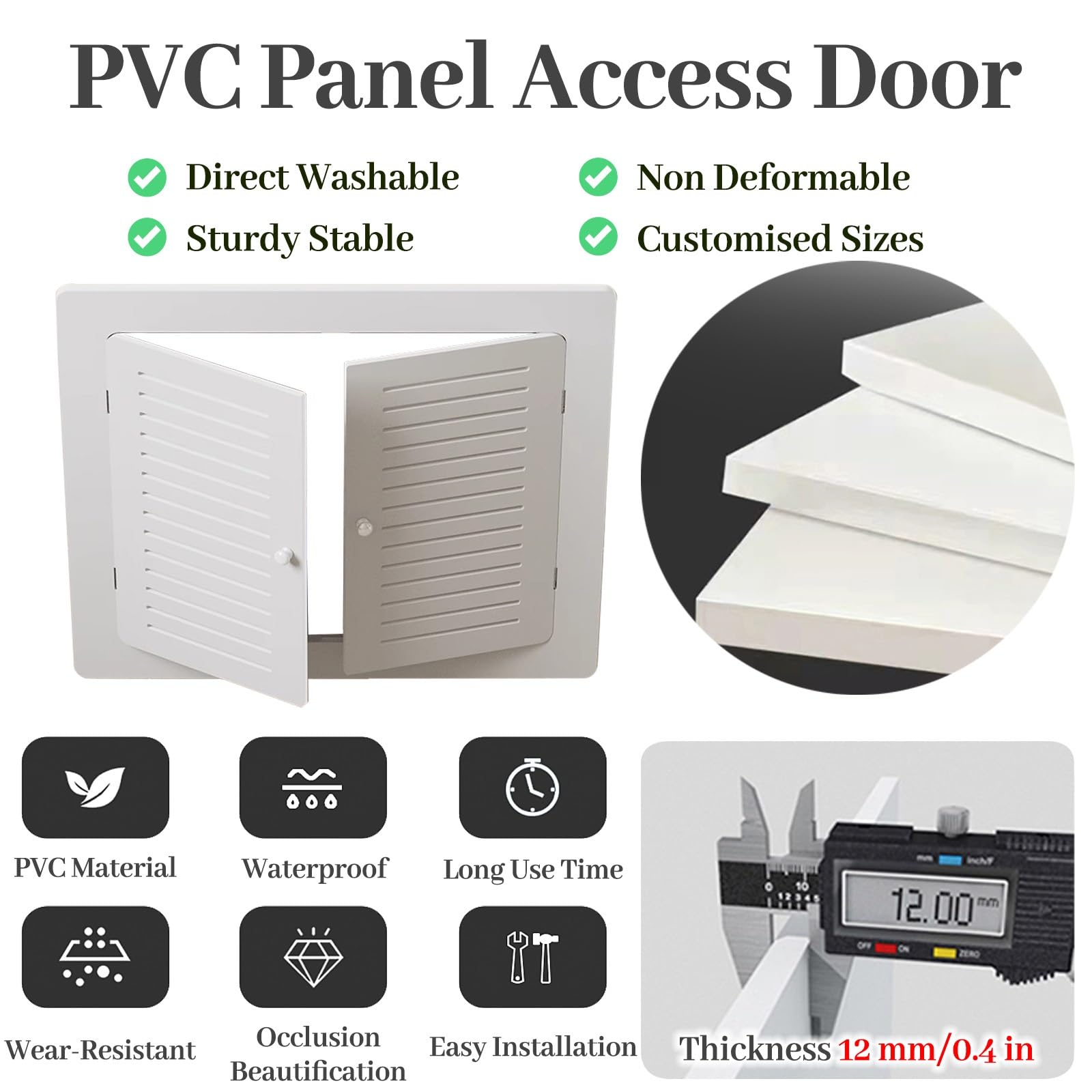Puerta de Acceso para fontanería empotrada - Panel de Acceso de Pared Universal con manija, fácil instalación para áticos, Cables eléctricos y Cubierta de cableado, 60x65cm (24x26in)