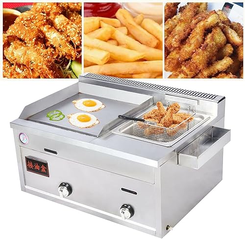 Miniatura 10 de Freidora comercial para encimera, 2 x 6.3 cuartos de galón, gran capacidad, doble tanque de gas, freidora de gas comercial de acero inoxidable con 2