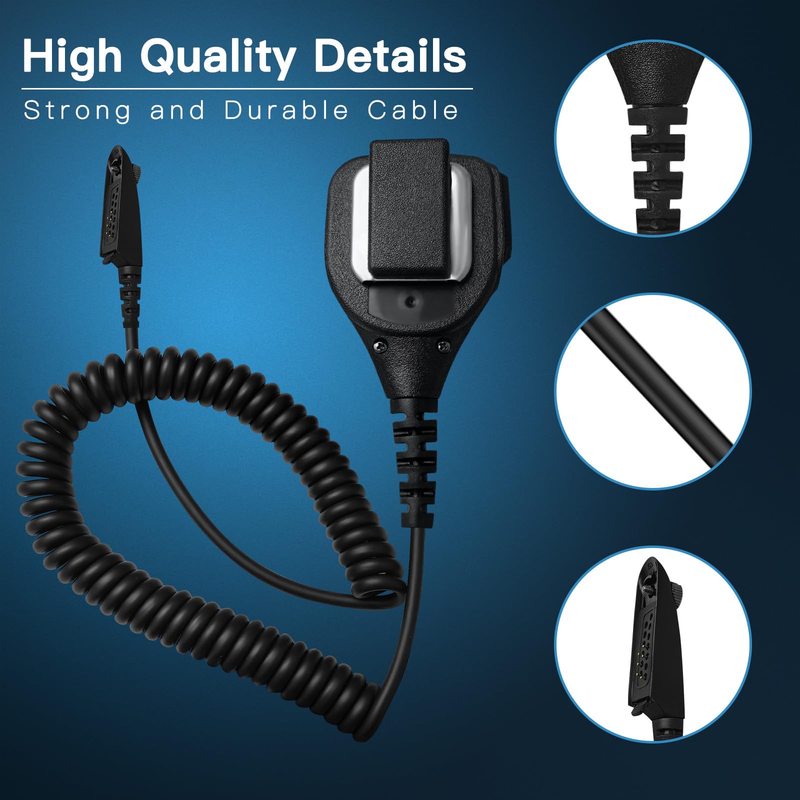 Akoree PMMN4021A - Micrófono de hombro con altavoz, PMMN4021 compatible con Motorola HT750 HT1250 HT1550 PR860 MTX850 MTX8250 PRO7150 PTX760 GP340 GP280 GP328 GP330 con 3 Conector de audio de .5 mm