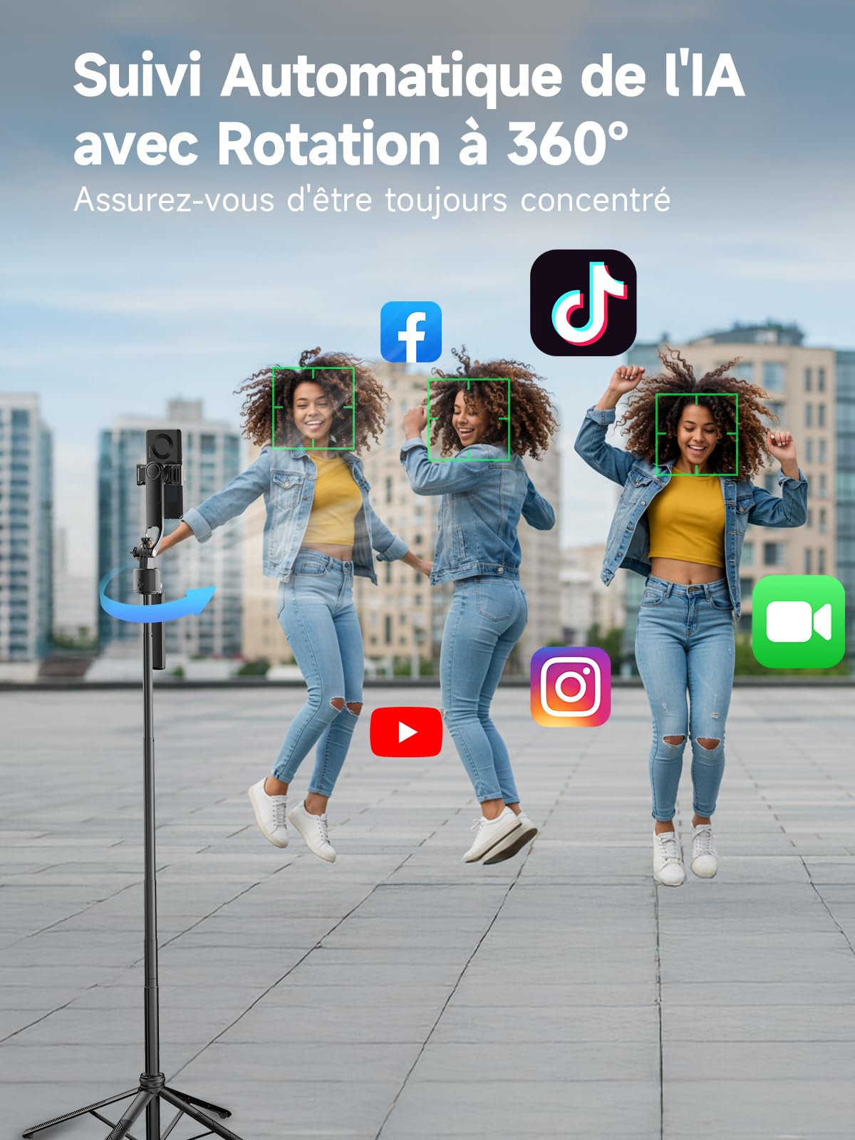 Trepied Suivi Automatique, Rollei Stabilisateur & Perche Selfie Smartphone