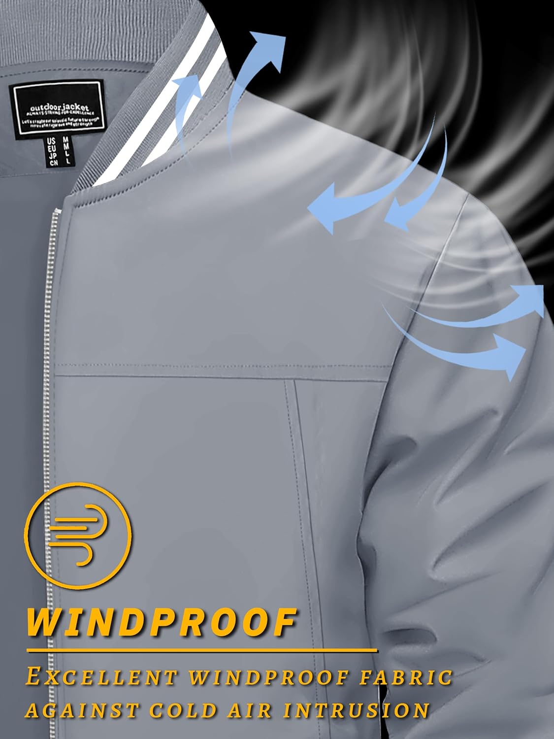 TACVASEN Men's Lightweight Jacket Casual Spring Fall Windbreaker Bomber Zip Up Coat With Pocket - Image 5