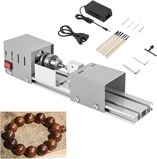 Holz-Drehmaschine mit 220V auf DC12-24V Spannungswandler, 7 Geschwindigkeiten Einstellbar, 6 Klingen, 96W 4000-9000rpm Mini DIY Fräsen Werkzeug, Perlen Holzbearbeitung,Poliermaschine, Drehbank
