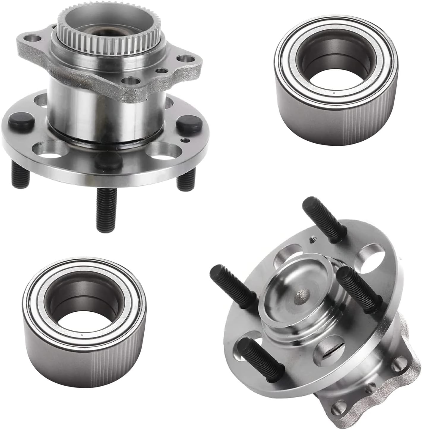 Detroit Axle - 4pc Front Rear Wheel Bearing Hubs Kit for 2012-2017 Hyundai Accent, 2 Rear Wheel Bearing & Hubs 2 Front Wheel Bearings 2012 2013 2014 2015 2016 2017 Replacement